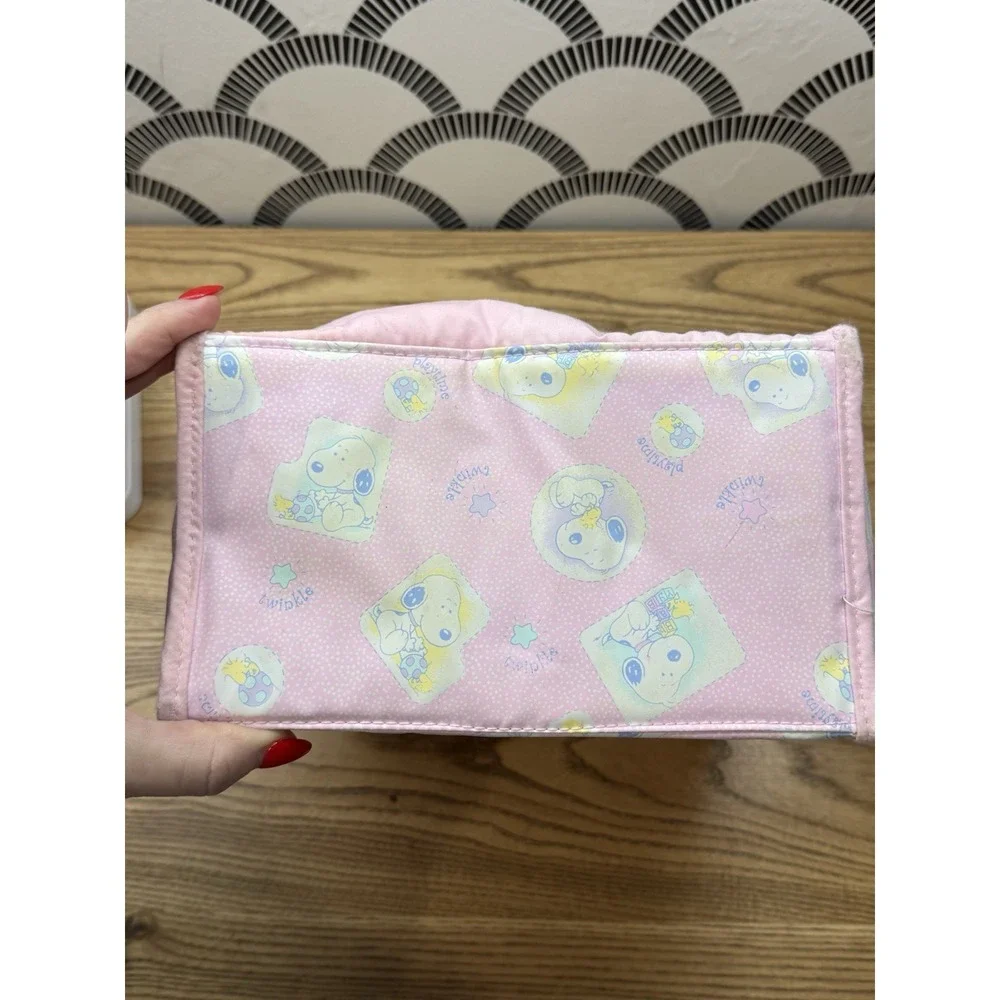 Vtg Peanuts Baby Snoopy Light Pink White Diaper Bottle‎ Bag Vinyl Clean 11